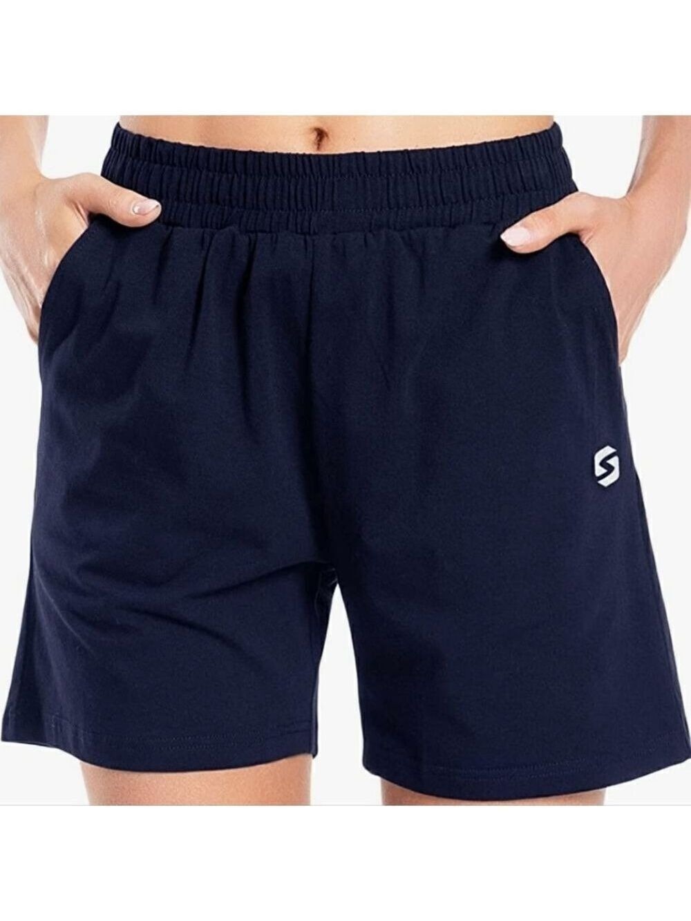 Spowind Navy  Blue Women's Cotton Elastic Shorts With Pockets NWT  Size S
